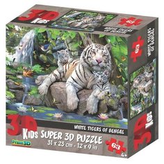 Пазл Prime 3D 3D Белые тигры Бенгалии (13664), 63 дет.