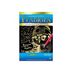 Гравюра Рыжий кот Модная сова, в конверте (Г-8976) золотистая основа