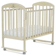 Кроватка Альма-няня Венеция (колесо) (качалка), на полозьях береза снежная