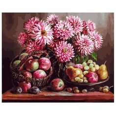 Белоснежка Картина по номерам "Розовые георгины" 40х50 см (230-AB)