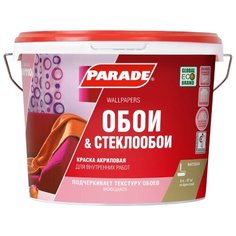 Краска акриловая Parade Classic W110 Обои & Стеклообои моющаяся матовая 9 л А