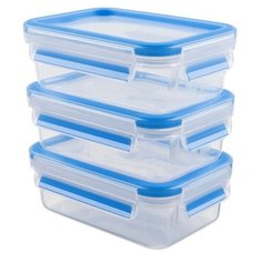 EMSA Набор из 3 контейнеров CLIP & CLOSE 508570 голубой/прозрачный