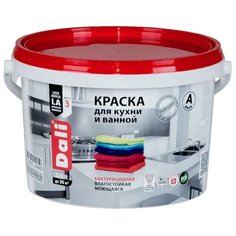 Краска акриловая DALI для кухни и ванной влагостойкая моющаяся матовая белый 2.5 л А