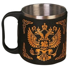Термокружка Командор Россия (0.2 л) серебристый/коричневый
