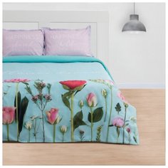 Постельное белье 2-спальное Этель Flowers dream, ранфорс, 50 х 70 см бирюзовый/розовый