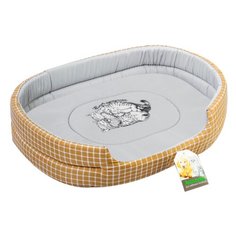 Лежак для кошек Пушистое счастье Жизнь прекрасна (4122021) 43х32х9.5 см желтый/белый