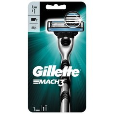 Бритвенный станок Gillette Mach3 ,серый/черный, сменные кассеты 1 шт.