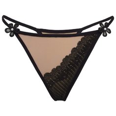 Le Cabaret Трусы Стринги с низкой посадкой, размер 42-46, черный/бежевый
