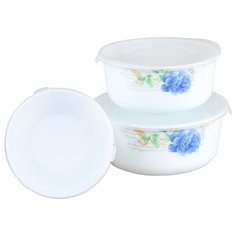 ROSENBERG Набор круглых контейнеров 400 мл, 800мл, 1400мл белый/голубой