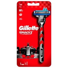 Бритвенный станок Gillette Mach3 Turbo ,серебристый/красный, сменные кассеты 1 шт.