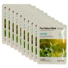 Secriss маска тканевая Secriss Pure Nature Mask Pack Tea Tree с экстрактом чайного дерева, 25 мл, 10 шт.