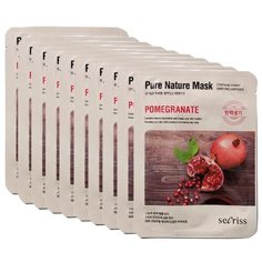 Secriss маска тканевая Pure Nature Mask Pack Pomeganate с экстрактом граната, 25 мл, 10 шт.