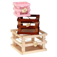 Ящик Дарите счастье набор 3в1 Романтика 10×10×10, 15×15×11, 20×20×13 см бежевый/розовый/коричневый