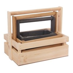 Ящик Дарите счастье набор 3 в 1 с шильдиком и ручкой Улыбайся Мечтай Люби 30×21×26 см бежевый/серый/черный