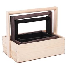 Ящик Дарите счастье набор 3 в 1 с шильдиком и ручкой От всего сердца 31,5×21,5×26 см бежевый/коричневый/черный