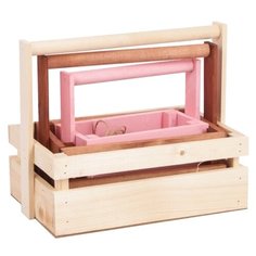 Ящик Дарите счастье набор 3 в 1 с шильдиком и ручкой With love 31,5×21,5×26 см бежевый/коричневый/розовый