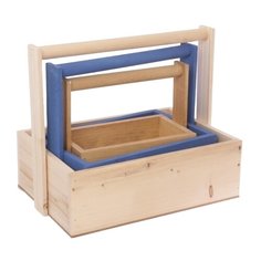 Ящик Дарите счастье набор 3 в 1 с шильдиком и ручкой Beauty 31,5×21,5×26 см бежевый/голубой