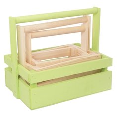 Ящик Дарите счастье набор 3 в 1 с шильдиком и ручкой Весенняя палитра 30×21×26 см бежевый/салатовый