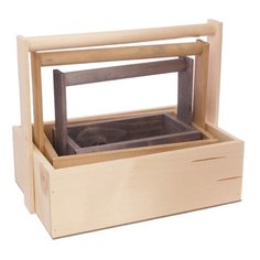 Ящик Дарите счастье набор 3 в 1 с шильдиком и ручкой Улыбнись 30×20×25 см бежевый/желтый/коричневый