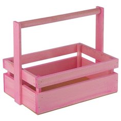 Ящик Дарите счастье массив сосны с ручкой 30×12×21 см розовый