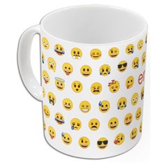 Stor Кружка Эмодзи орнамент 325 мл белый/желтый