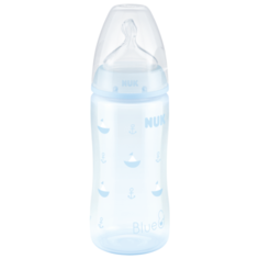 NUK First Choice Plus Baby Rose&Blue бутылочка полипропиленовая с соской из силикона, 300 мл с рождения, голубой/кораблики