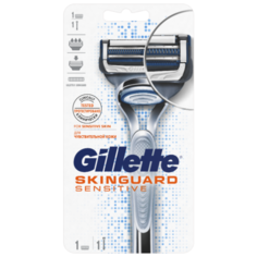 Бритвенный станок Gillette Skinguard Sensitive ,серебристый, сменные кассеты 1 шт.