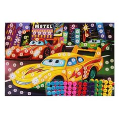 Рыжий кот Мозаика из пуговиц Машинки (М-7334)