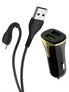 Зарядное устройство Hoco Z31 Universe 2xUSB QC3.0 + кабель Lightning Black