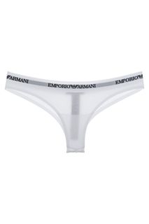 Белые хлопковые трусы-бразилиана Emporio Armani