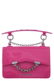 Маленькая лаковая сумка неоново-розового цвета Karl Lagerfeld