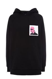 Хлопковая толстовка оверсайз с капюшоном Karl Lagerfeld