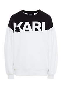 Белый хлопковый свитшот с принтом Karl Lagerfeld