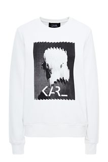 Хлопковый свитшот с декоративным принтом Karl Lagerfeld