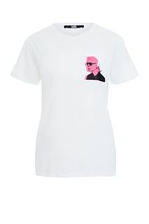 Белая хлопковая футболка с карманом Karl Lagerfeld