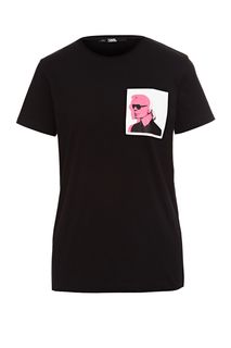 Черная хлопковая футболка с карманом Karl Lagerfeld