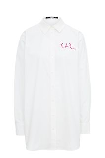 Белая хлопковая рубашка оверсайз Karl Lagerfeld