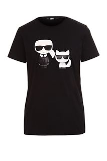 Хлопковая футболка черного цвета с принтом Karl Lagerfeld