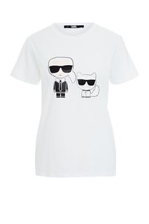 Хлопковая футболка белого цвета с принтом Karl Lagerfeld