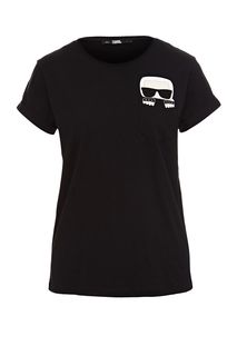 Черная хлопковая футболка с карманом Karl Lagerfeld