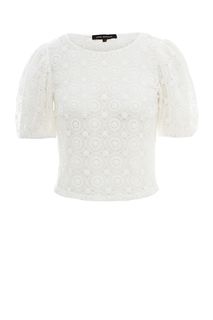 Белая кружевная блуза с короткими рукавами Love Republic