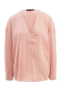 Атласная блуза кораллового цвета с длинными рукавами Love Republic