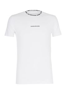 Белая хлопковая футболка с короткими рукавами Calvin Klein Jeans