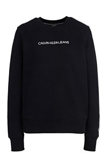 Хлопковый свитшот с декоративным принтом Calvin Klein Jeans