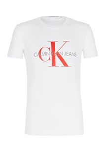 Хлопковая футболка с декоративным принтом Calvin Klein Jeans