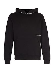 Черная хлопковая толстовка с карманом-кенгуру Calvin Klein Jeans