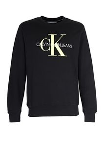 Хлопковый свитшот с декоративными вышивкой и принтом Calvin Klein Jeans