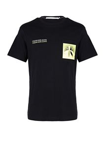 Черная хлопковая футболка с карманом Calvin Klein Jeans