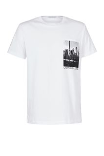 Белая хлопковая футболка с карманом Calvin Klein Jeans