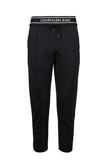 Черные трикотажные брюки зауженного кроя Calvin Klein Jeans